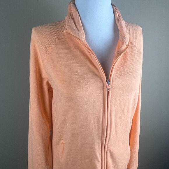 T by Talbots Long Sleeve Athletic Jacket Size M Orange, Full Front Zip - Picture 1 of 7